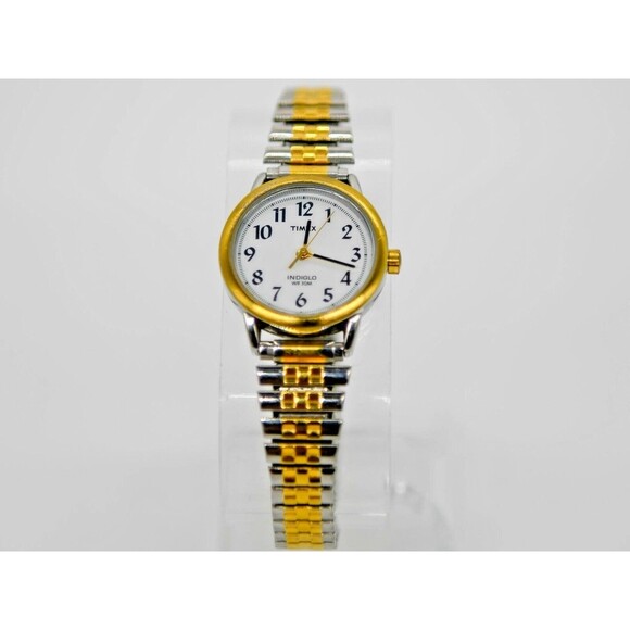 Timex Womens Quartz Indiglo WR two tone Watch in Excellent Used Condition - Picture 1 of 4